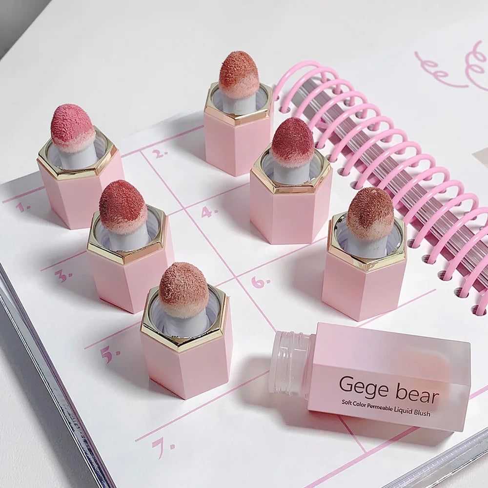 Gege Bear Liquid Blush Cream 6 Colors Smooth Velvet Matte Pink Blusher
