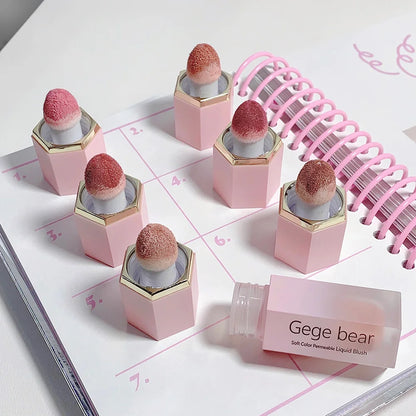 Gege Bear Liquid Blush Cream 6 Colors Smooth Velvet Matte Pink Blusher