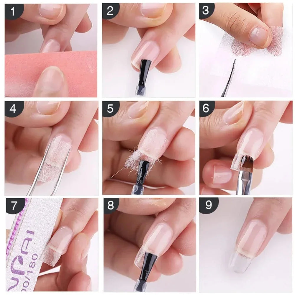 Fiberglass Non-woven Silks 10/20/50Pcs Nail Extension Silk Form Wrap