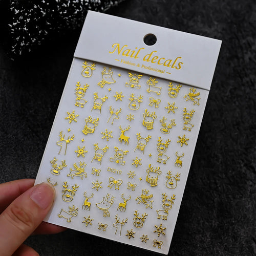 Winter Christmas Atmosphere Nail Stickers Snowman Snowflake Wapiti