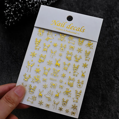 Winter Christmas Atmosphere Nail Stickers Snowman Snowflake Wapiti
