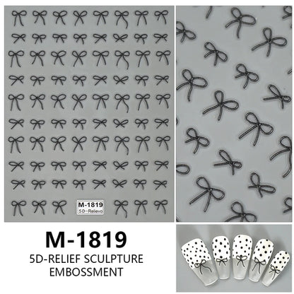5D Nail Art Stickers Love Hearts Stars French Nail Art Design