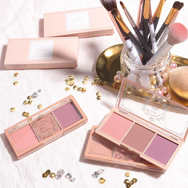 Three Color Blush Nude Makeup Natural Matte Milk Tea Color Orange Long