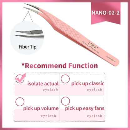 LAGEE Fiber Tip Eyelash Extension Tweezer Volume Isolation Precise
