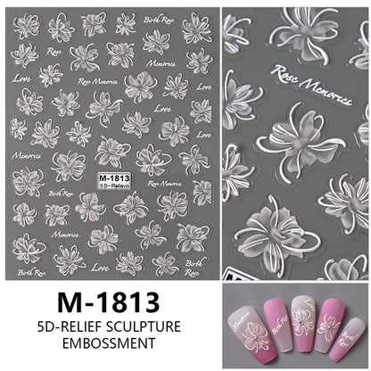 5D Nail Art Stickers Love Hearts Stars French Nail Art Design