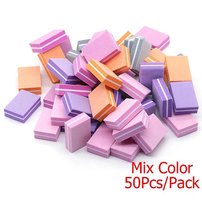 50Pcs Professional Mini Nails Art buffer File 100/180 Sandpaper
