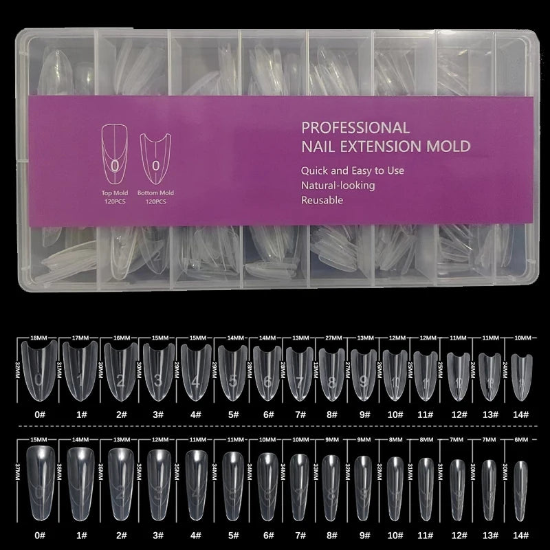 240PCS Sandwich Dual Nail Form Coffin Almond Nail Forms 15Size