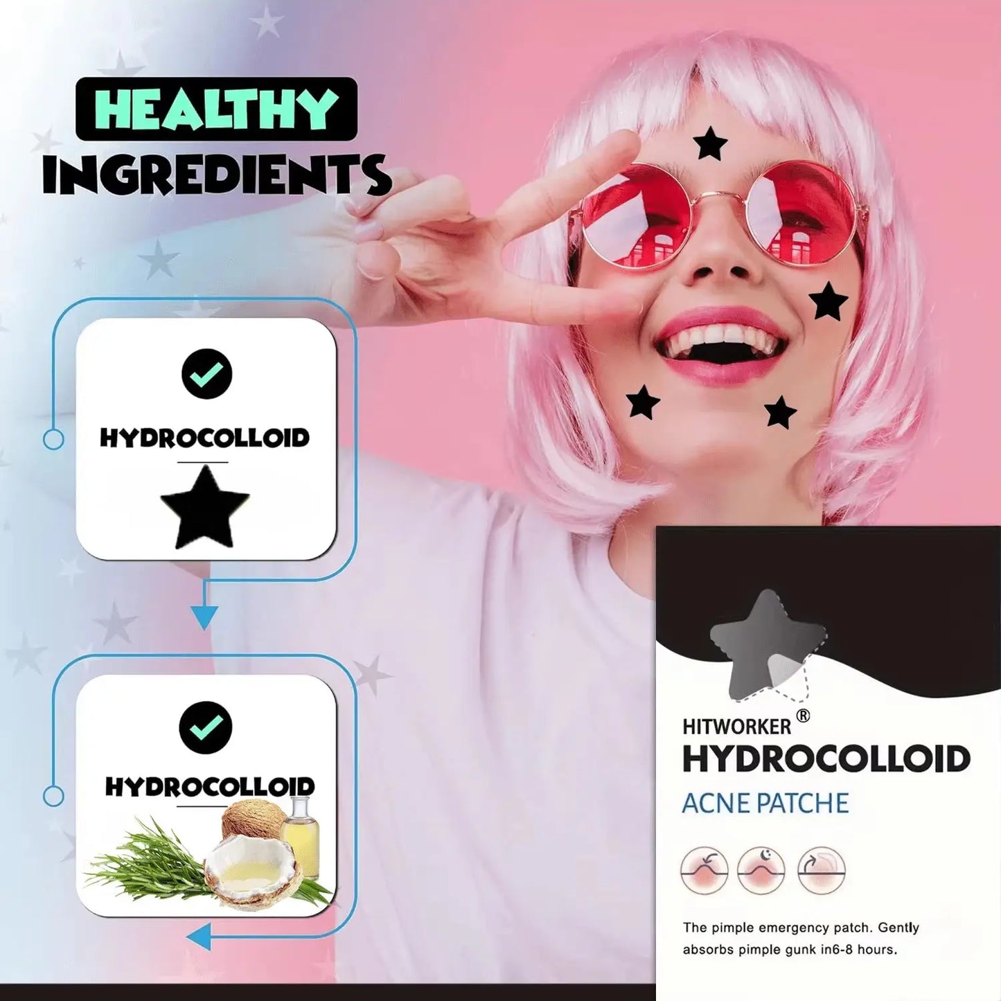 Star shaped hydrocolloid acne patch 200/400 pieces/box acne patch,