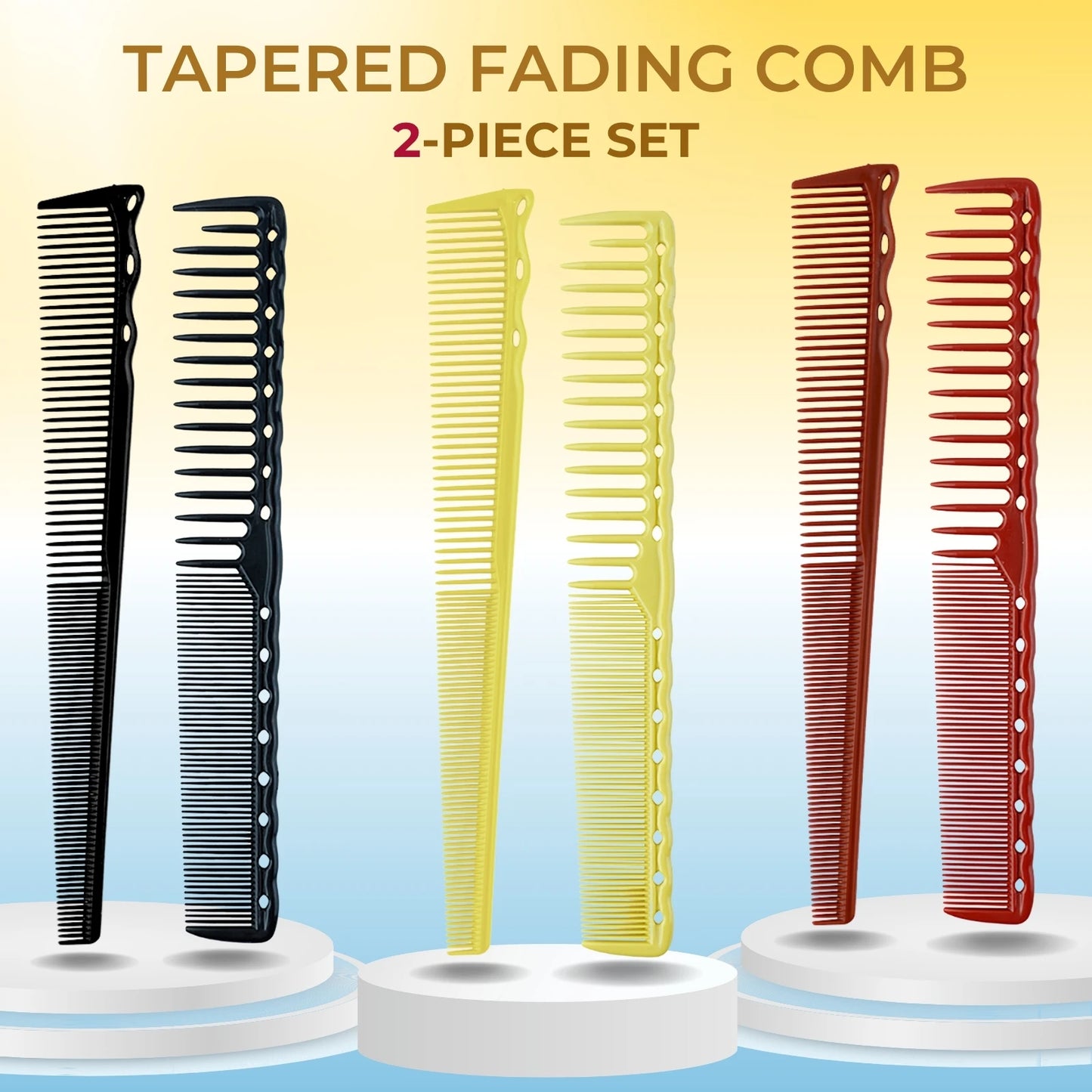 2pcs Set Professional Barbershop Hairdressing Dense Teeth Comb