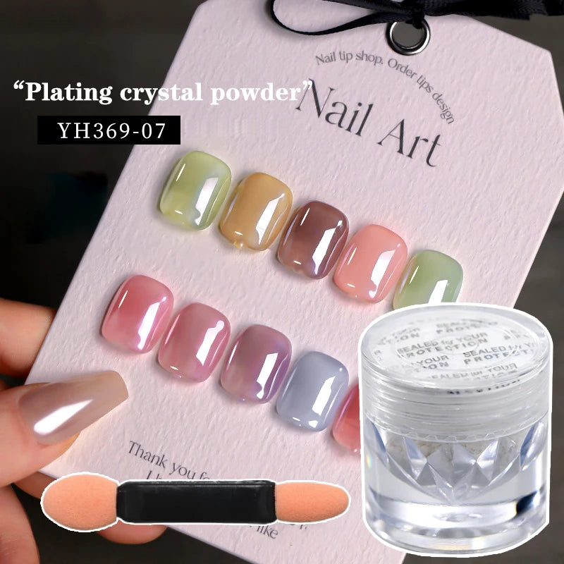 Aurora Pearl White Nails Glitter Dust Chrome Moonlight White Rubbing