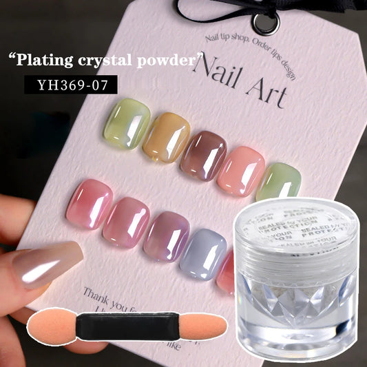 Aurora Pearl White Nails Glitter Dust Chrome Moonlight White Rubbing