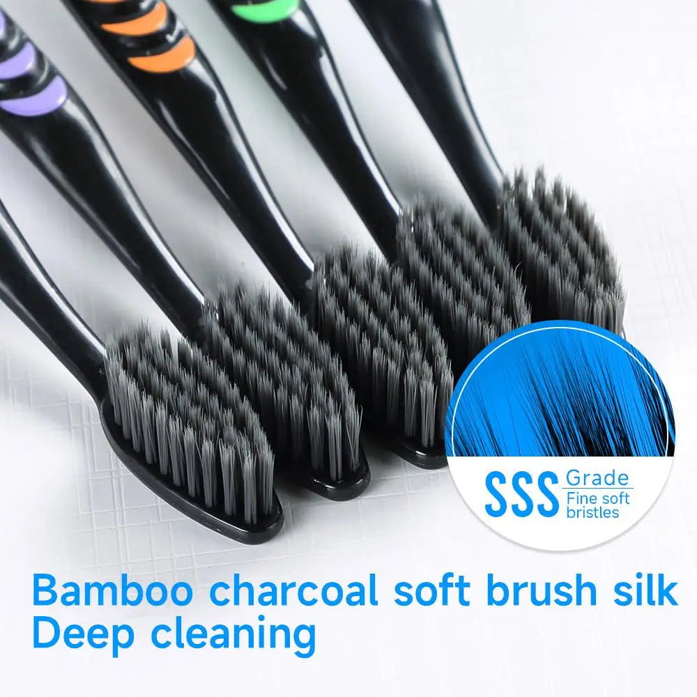 10 Pcs Family pack toothbrush, Bamboo Charcoal Soft Bristles