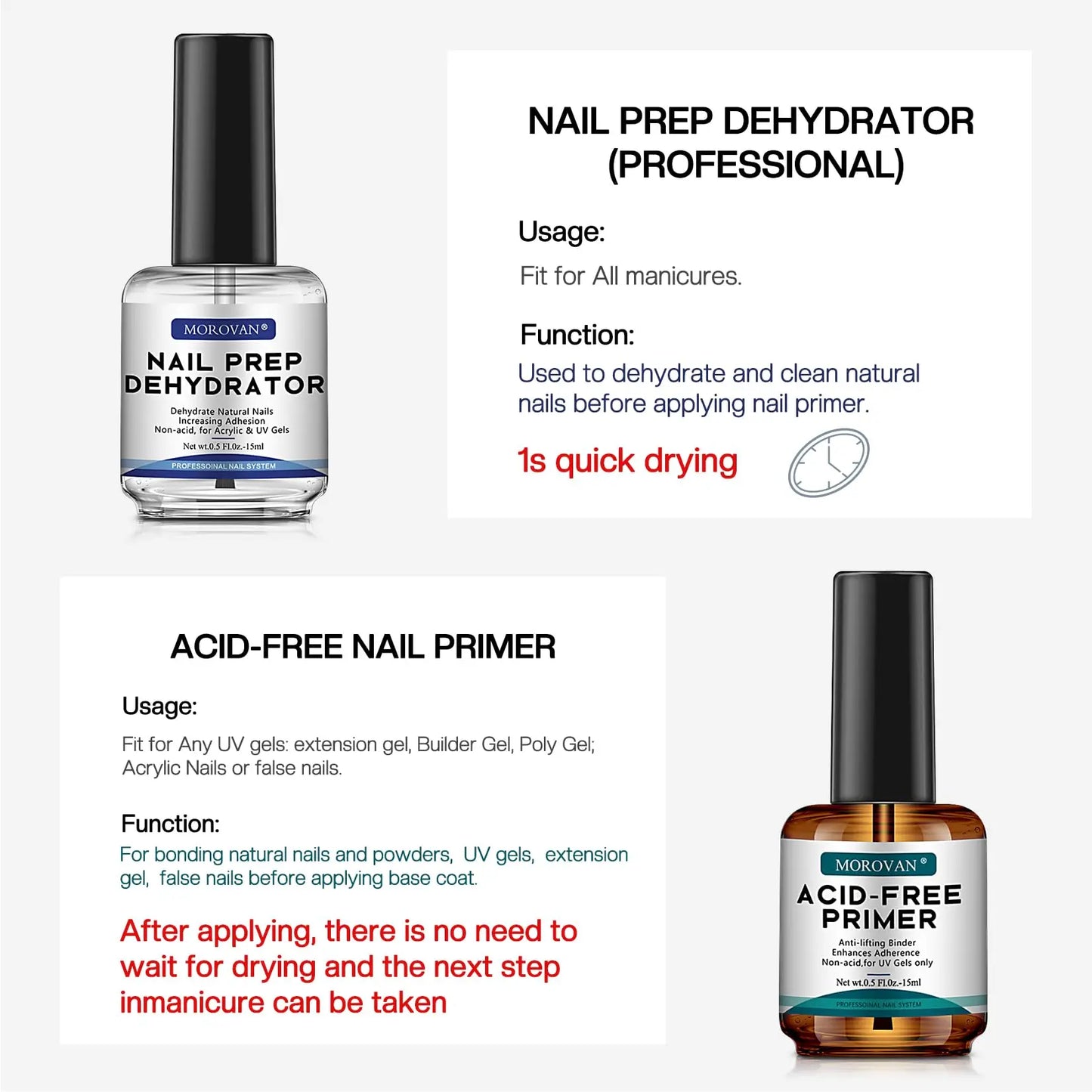 Morovan Natural Nail Dehydrator and Acid-Free Primer Nail Dehydrator