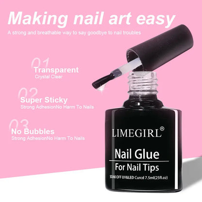 Limegirl Nail Tips Glue Gel 7.5ml uv Glue for false Nail Gel Polish