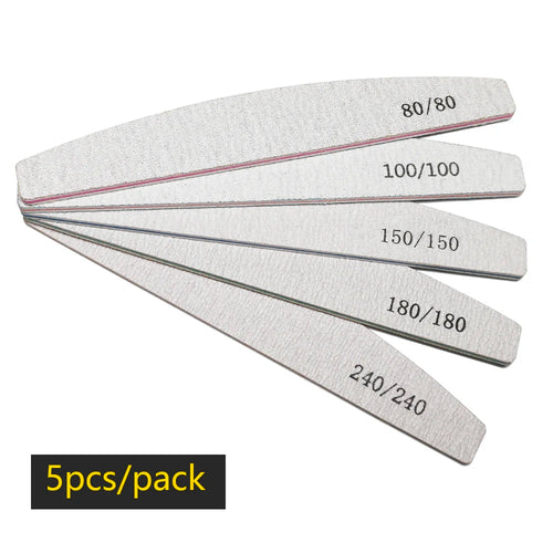 Lurayee Nail File Buffer 100/180 Grit Half Moon Double Side Sandpaper