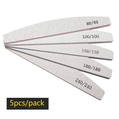 Lurayee Nail File Buffer 100/180 Grit Half Moon Double Side Sandpaper
