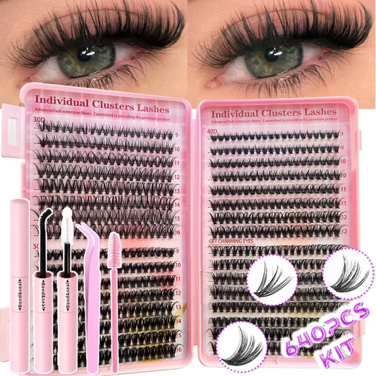 Lash Extension Kit Lash Clusters D Curl Individual Lashes Kit with