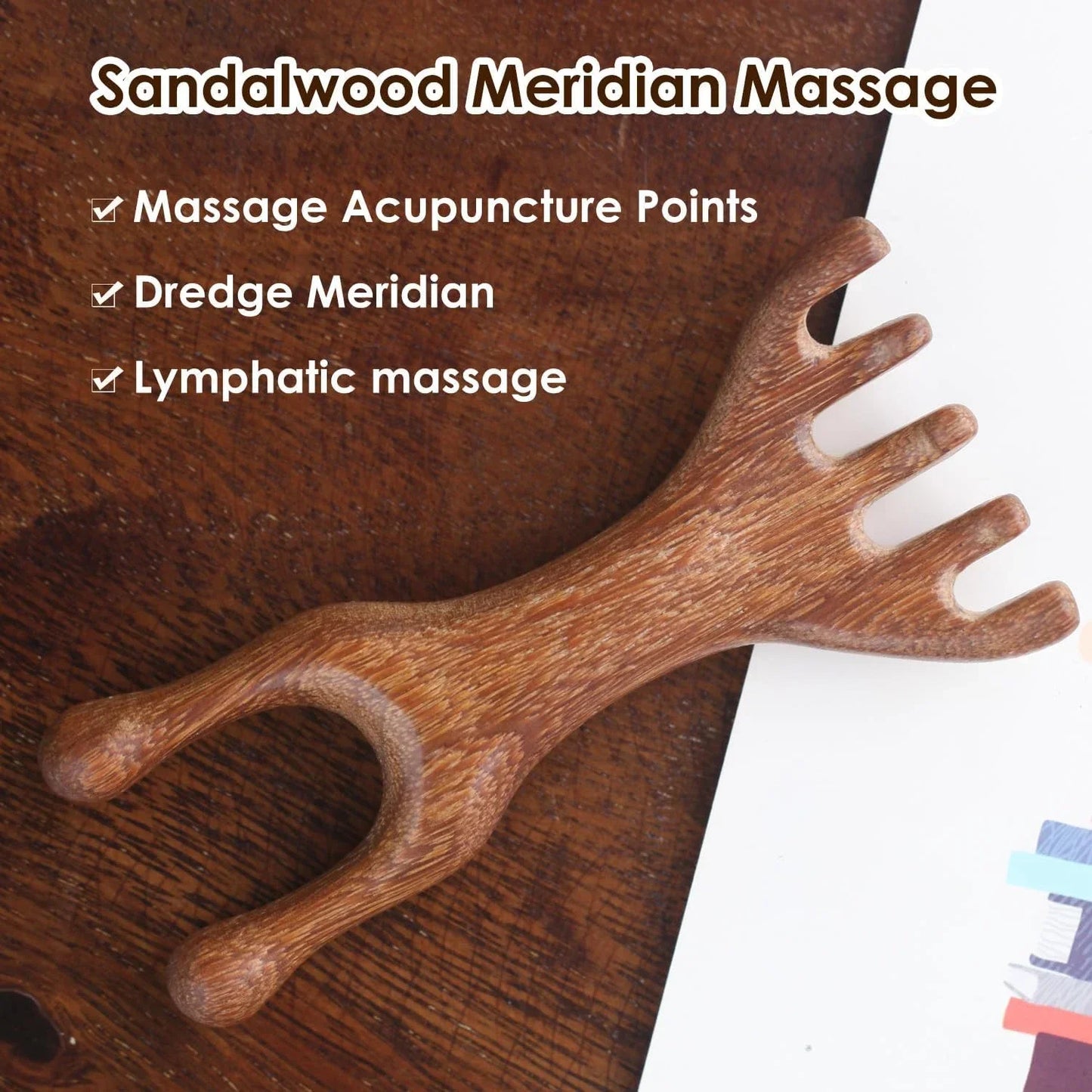 Natural Sandalwood Five-Claw Scalp Massager Gua Sha Tool Back
