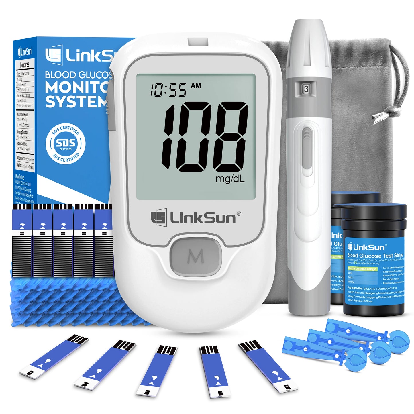LinkSun G-425-1 Blood Glucose Meter 50/100 pcs Test Strips and Lancets