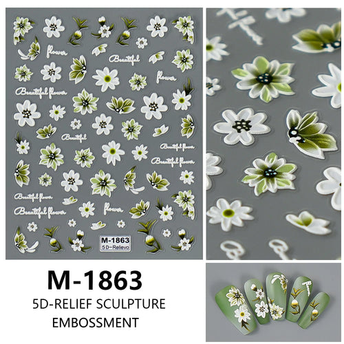 5D Nail Art Stickers Love Hearts Stars French Nail Art Design