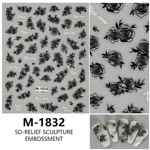 5D Nail Art Stickers Love Hearts Stars French Nail Art Design