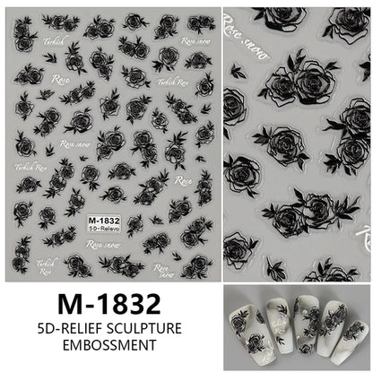 5D Nail Art Stickers Love Hearts Stars French Nail Art Design