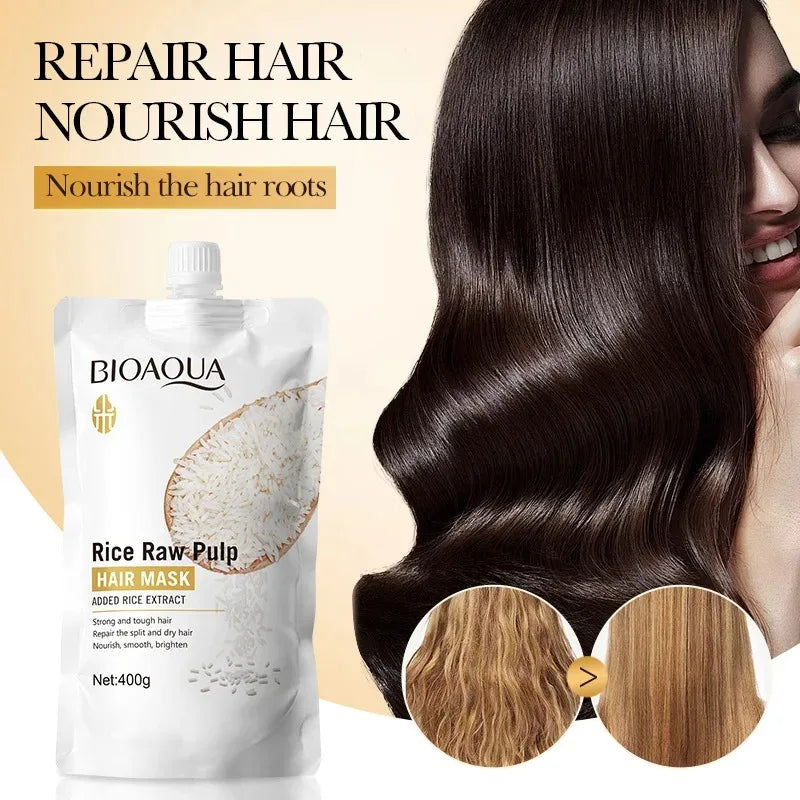 Rice Puree Hair Mask, Penetrates the Hair Core, Replenishes Hair