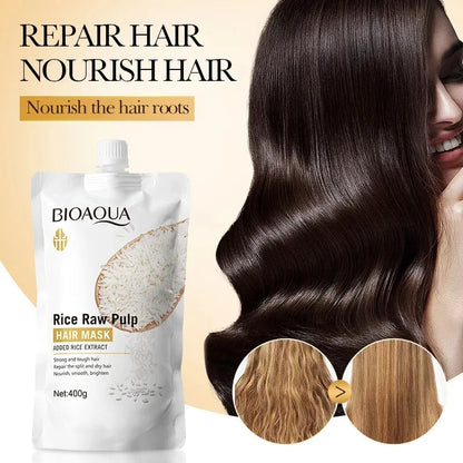 Rice Puree Hair Mask, Penetrates the Hair Core, Replenishes Hair