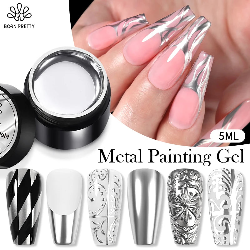 BORN PRETTY 5ml Metallic Painting Gel Polish Strong Silver Effection
