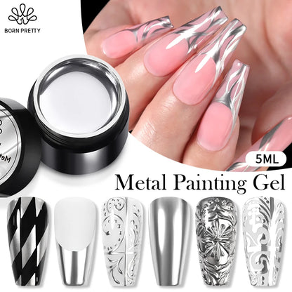 BORN PRETTY 5ml Metallic Painting Gel Polish Strong Silver Effection