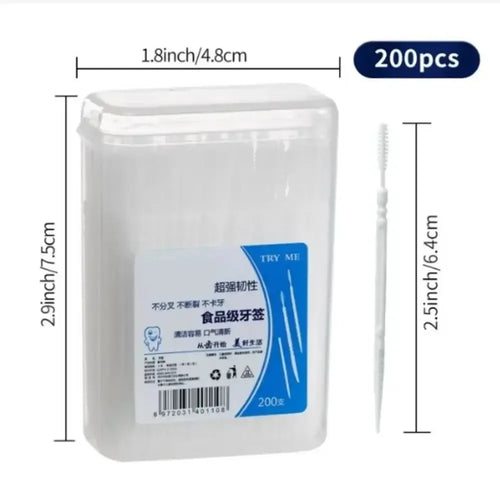 200pcs Boxed Toothpick Brush Portable Portable Plastic Toothpick