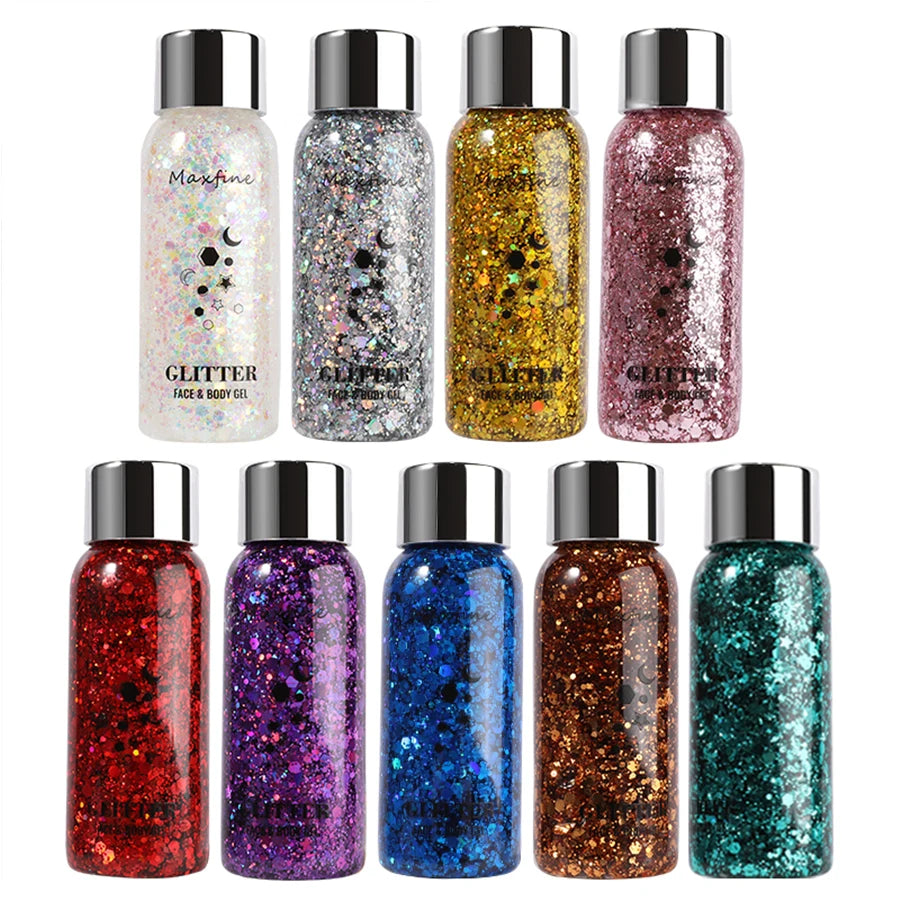 Body Glitter Gel Sequins Long Acting Face Eyes Hair Prom Party Mermaid