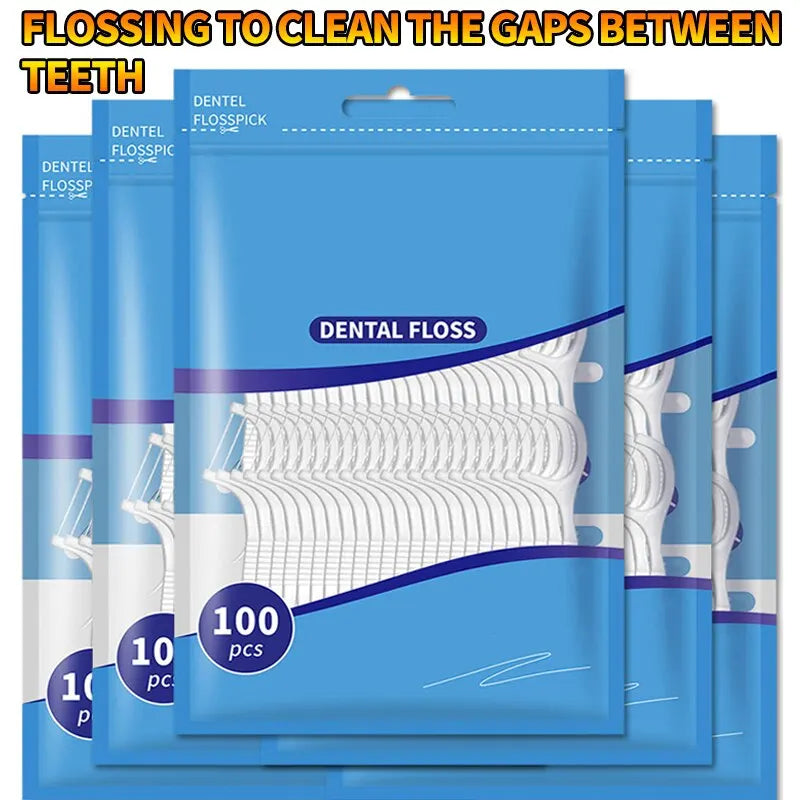 200pcs Dental Floss and Plastic Toothpicks for One-time Cleaning of