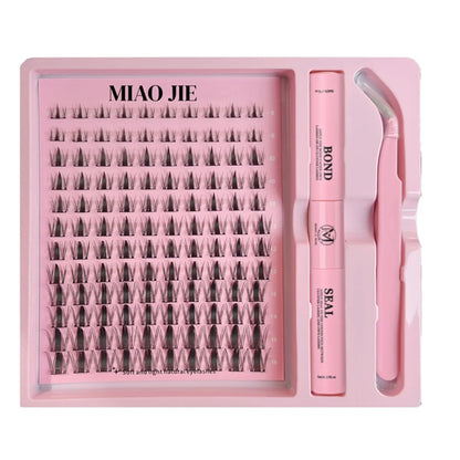 MAIOJIE DIY Clusters Lash Kit 8-16mm Mix Bond&Seal Tweezers Lash Set