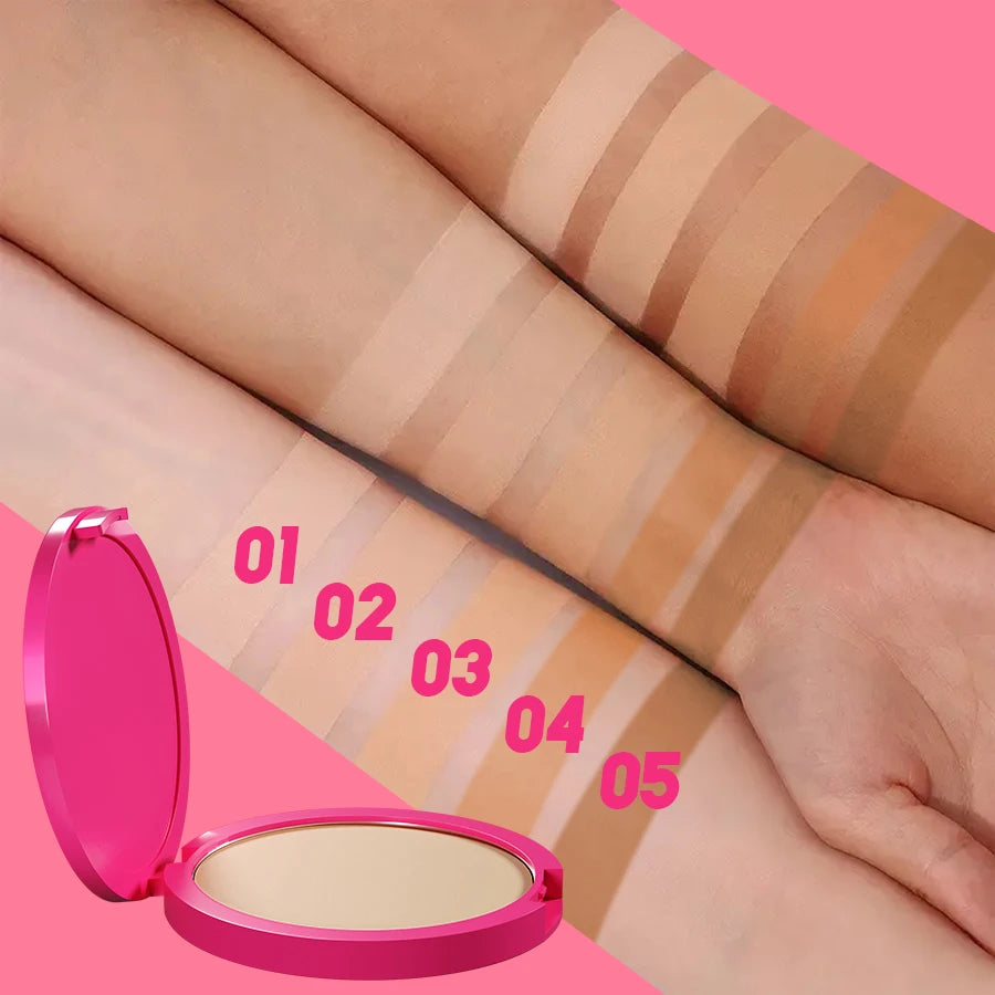 Natural Matte Pressed Powder Oil Control Brighten Whitening Face Base