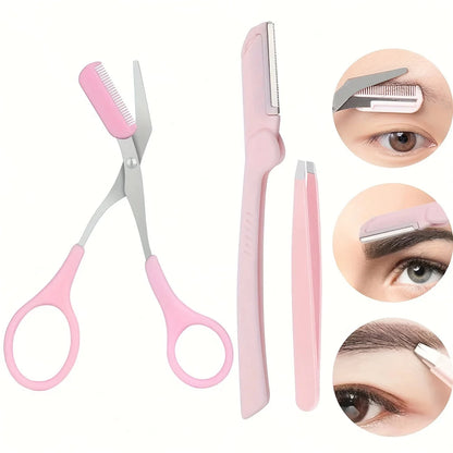 3pcs Set Eyebrow Kit For Women And Men Stainless Steel Eyebrow