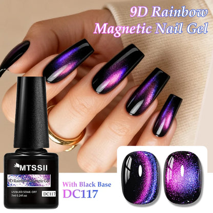 9D Rainbow Cat Magnetic Gel Nail Polish Chameleon Galaxy Effect