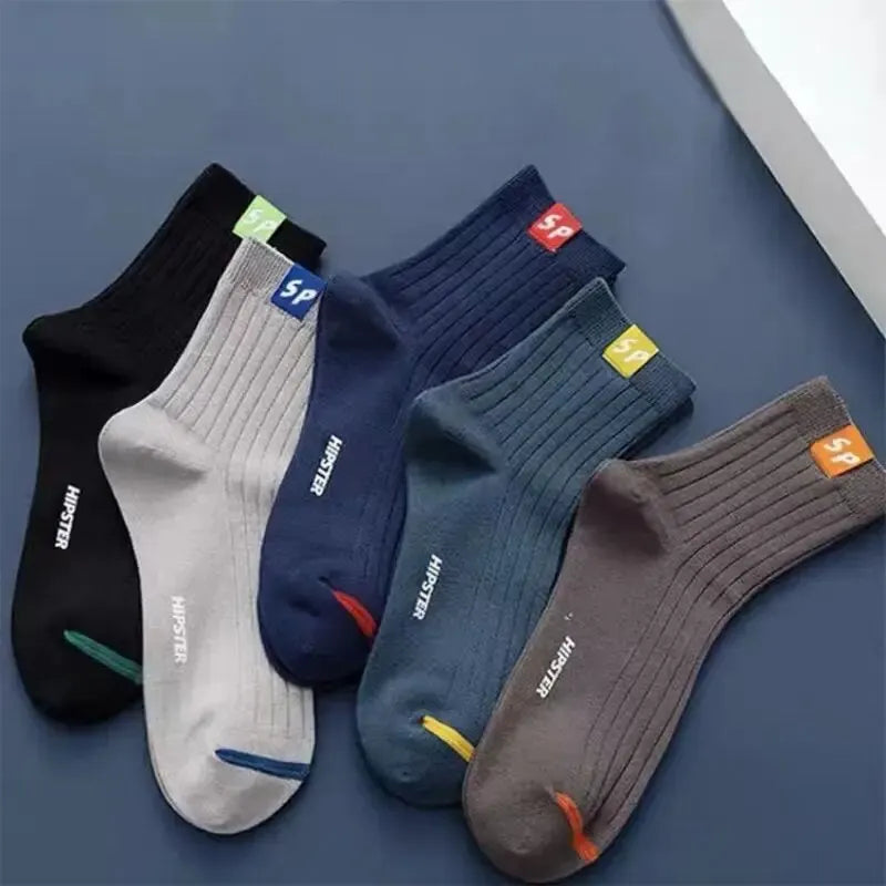 5 Pairs Men's Socks Mid-Calf Socks Warm Socks Long Sweat-Absorbing