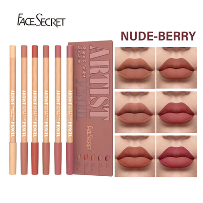 6pcs Velvet Matte Lip Liner Set - Long-Lasting Versatile Shades