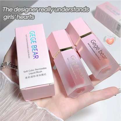 Gege Bear Liquid Blush Cream 6 Colors Smooth Velvet Matte Pink Blusher