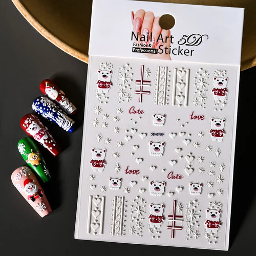 Winter Christmas Atmosphere Nail Stickers Snowman Snowflake Wapiti