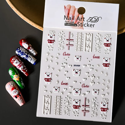 Winter Christmas Atmosphere Nail Stickers Snowman Snowflake Wapiti