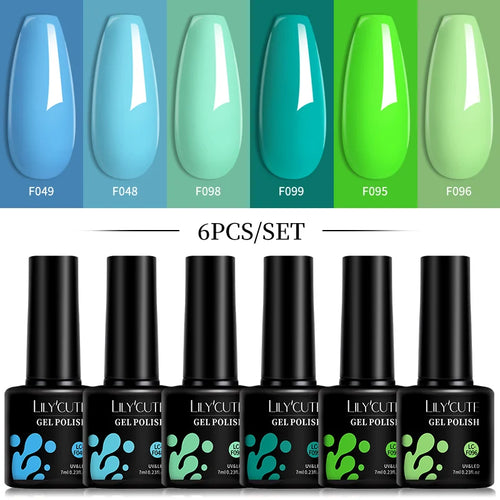 LILYCUTE 6Pcs/Set 7ML Gel DIY Nail Polish Bright Pink Semi Permanent