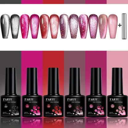 TARTU 6pcs 8ml Cat Eye Gel Nail Polish Set, 6 Colors Gel Polish Kit,
