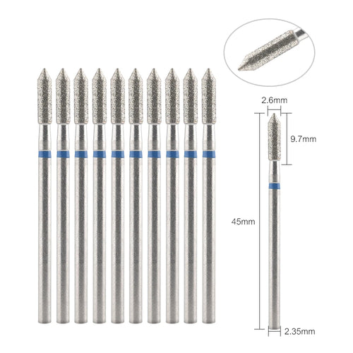 10Pcs Diamond Milling Cutter For Manicure Electric Nail Drill Bits