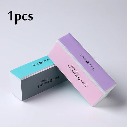 4 Sides Sponge Nail Buffers Colorful Sanding Buffing Block Grinding