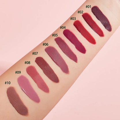 10 Pieces/Set Lip Gloss Velvet Lipstick: Waterproof and Long-Lasting
