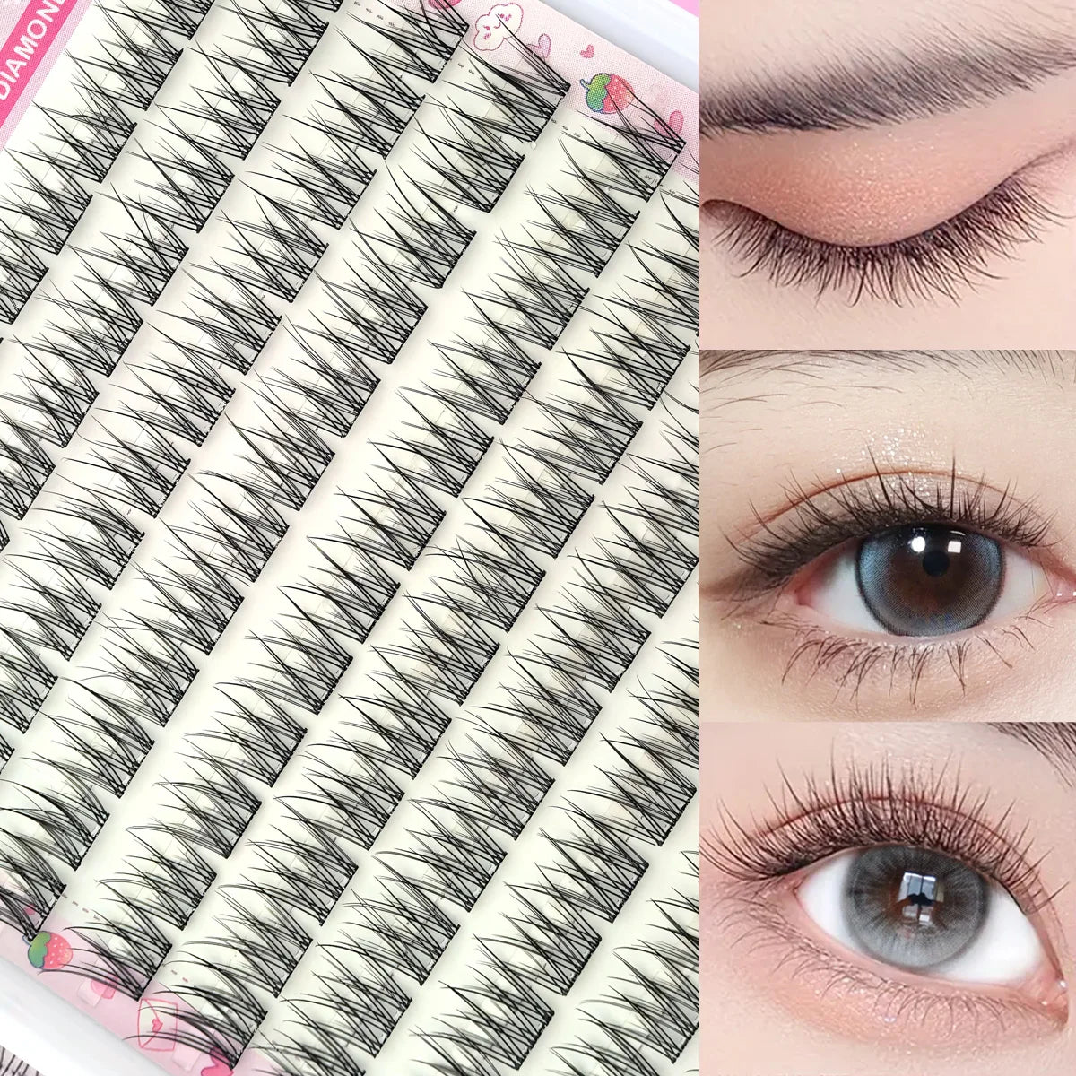 Self-Adhesive Eyelash Clusters No Glue Needed 120Pcs Natural C-Type