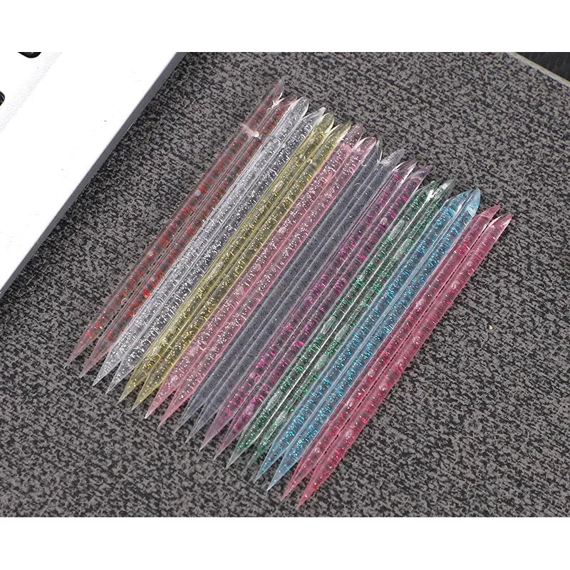 50/100pcs Reusable Double-Ended Crystal Cuticle Pusher – Professional