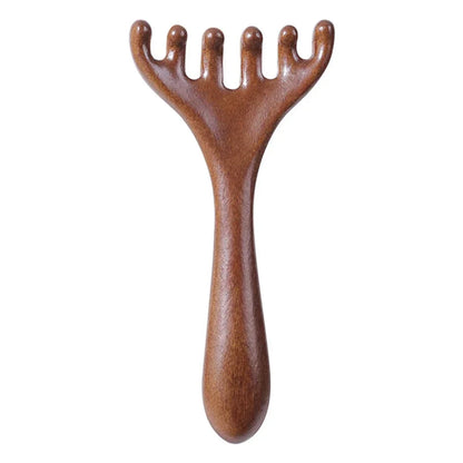 Natural Sandalwood Five-Claw Scalp Massager Gua Sha Tool Back